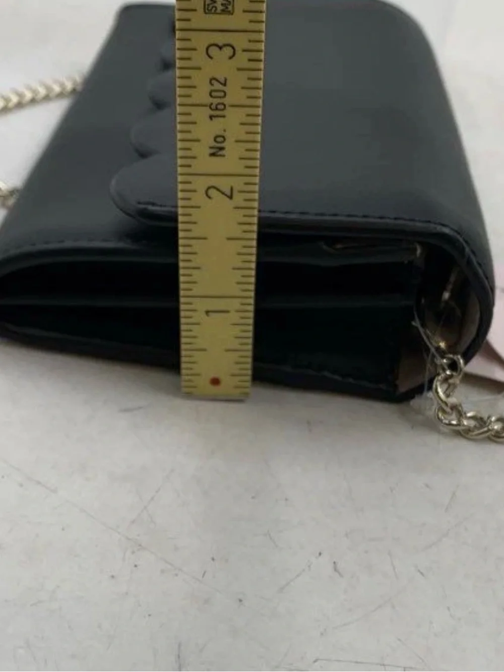 kate spade Black Scalloped Leather Crossbody with Gold Chain